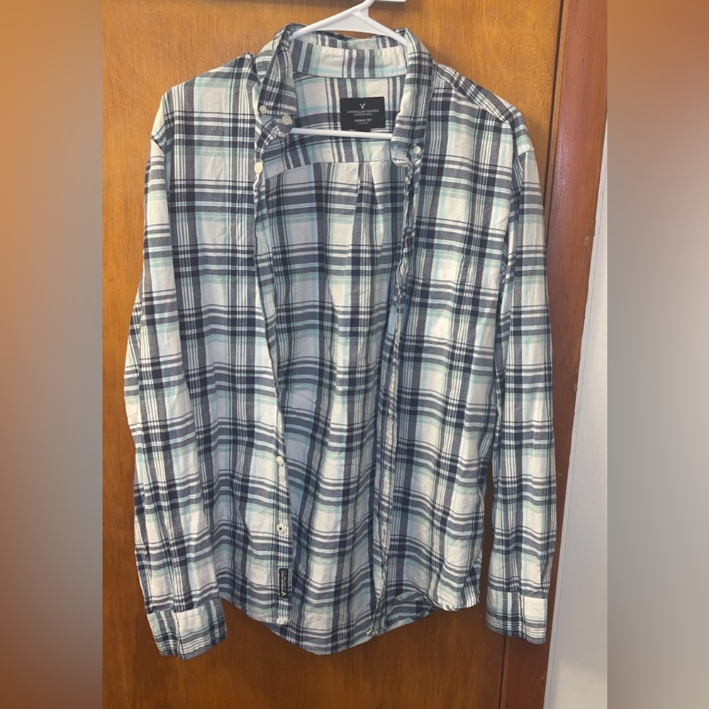 American Eagle Outfitters Blue Plaid Shirt